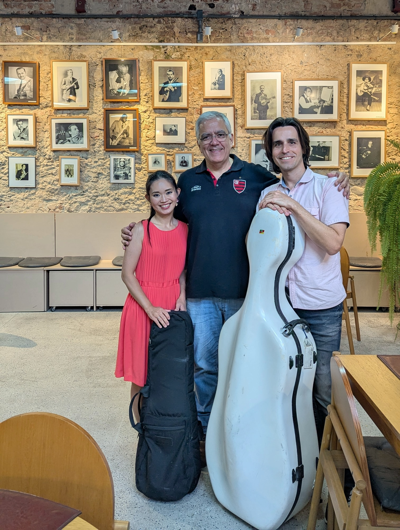 Philip Borter and Hirono Borter pose with instruments