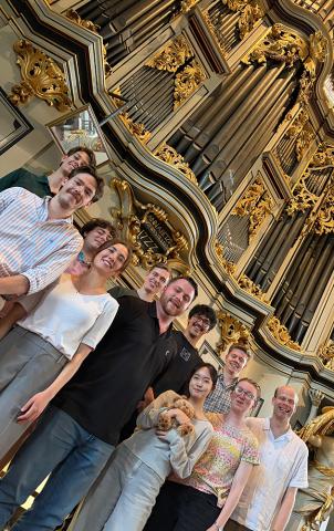 The organ studio in front of the 1723 Wagner organ in the Marienkirche in Berlin, 6/26