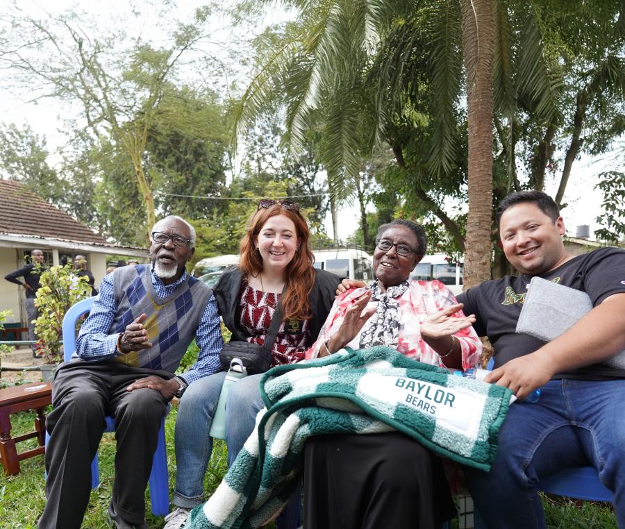 Hannah & Isaac Bradley with Zippy & Daniel Sindiyo, longtime partners of Baylor Music & Missions, at their home in Nairobi