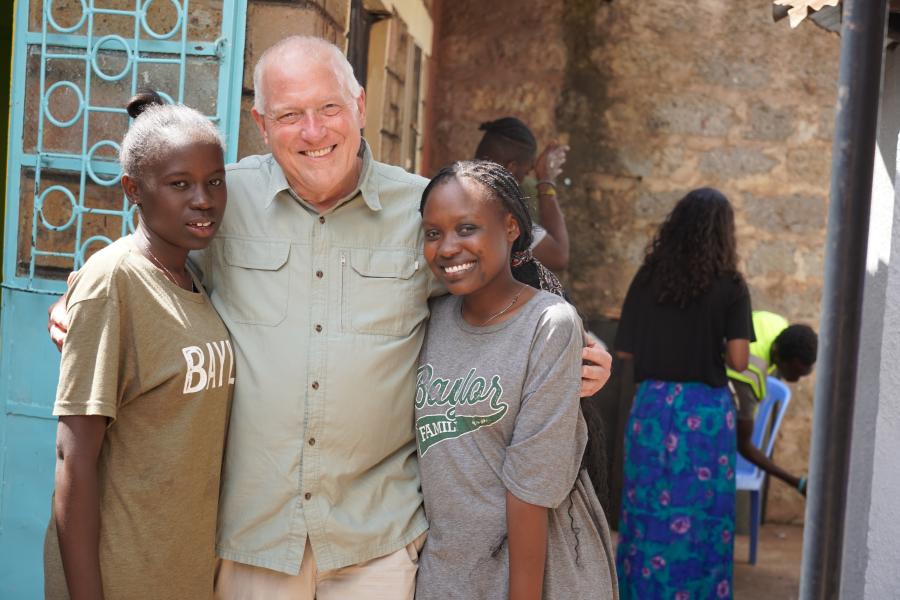 Dr. Randall Bradley with student leaders at Pendo Amani Youth Organization.